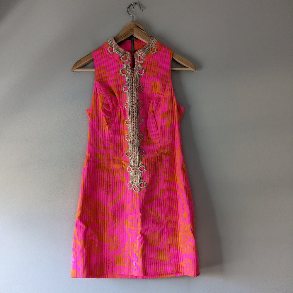 Lilly Pulitzer | Alexa Sleeveless High Collar Dress Neon Pop Pink Size 0
